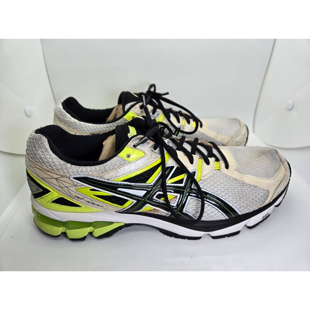 Asics GT-1000 3 Shoes Men's 11.5 White Green Running Athletic Workout Sneakers